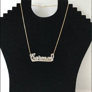 SOLD - 14k gold “Carmen” name plate w/diamonds pre-owned